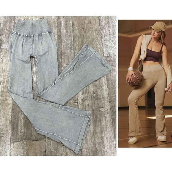 Free People Good Karma Flare Pants In Mushroom - Picture 1 of 3